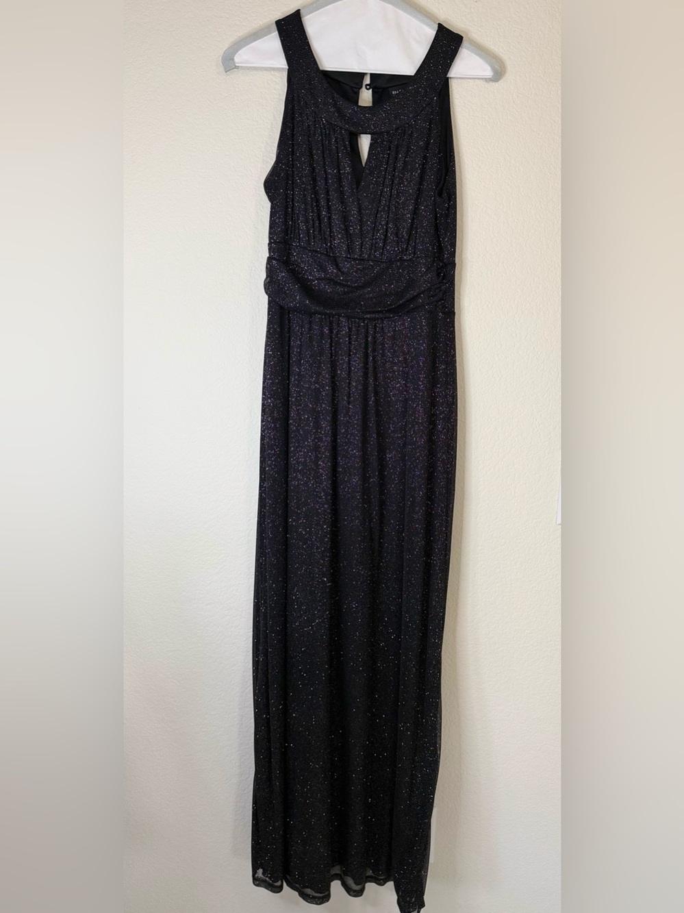 Enfocus Studio Black Glitter Halter Maxi Dress